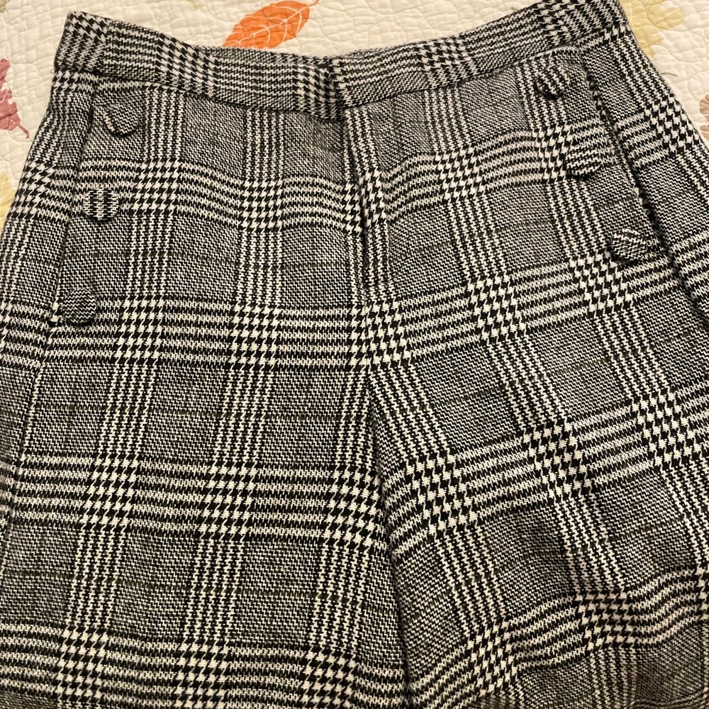 Wide leg crop lined wool pants